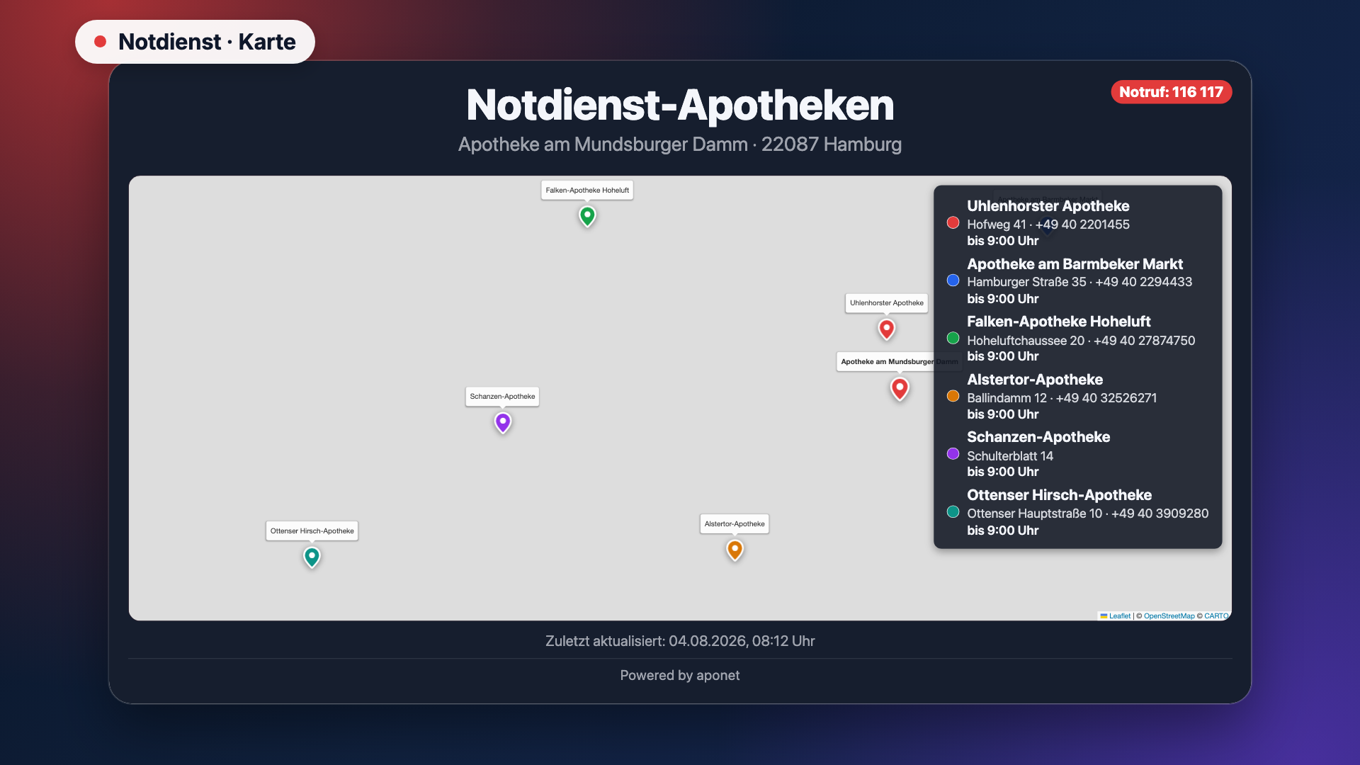 Notdienst als Karte