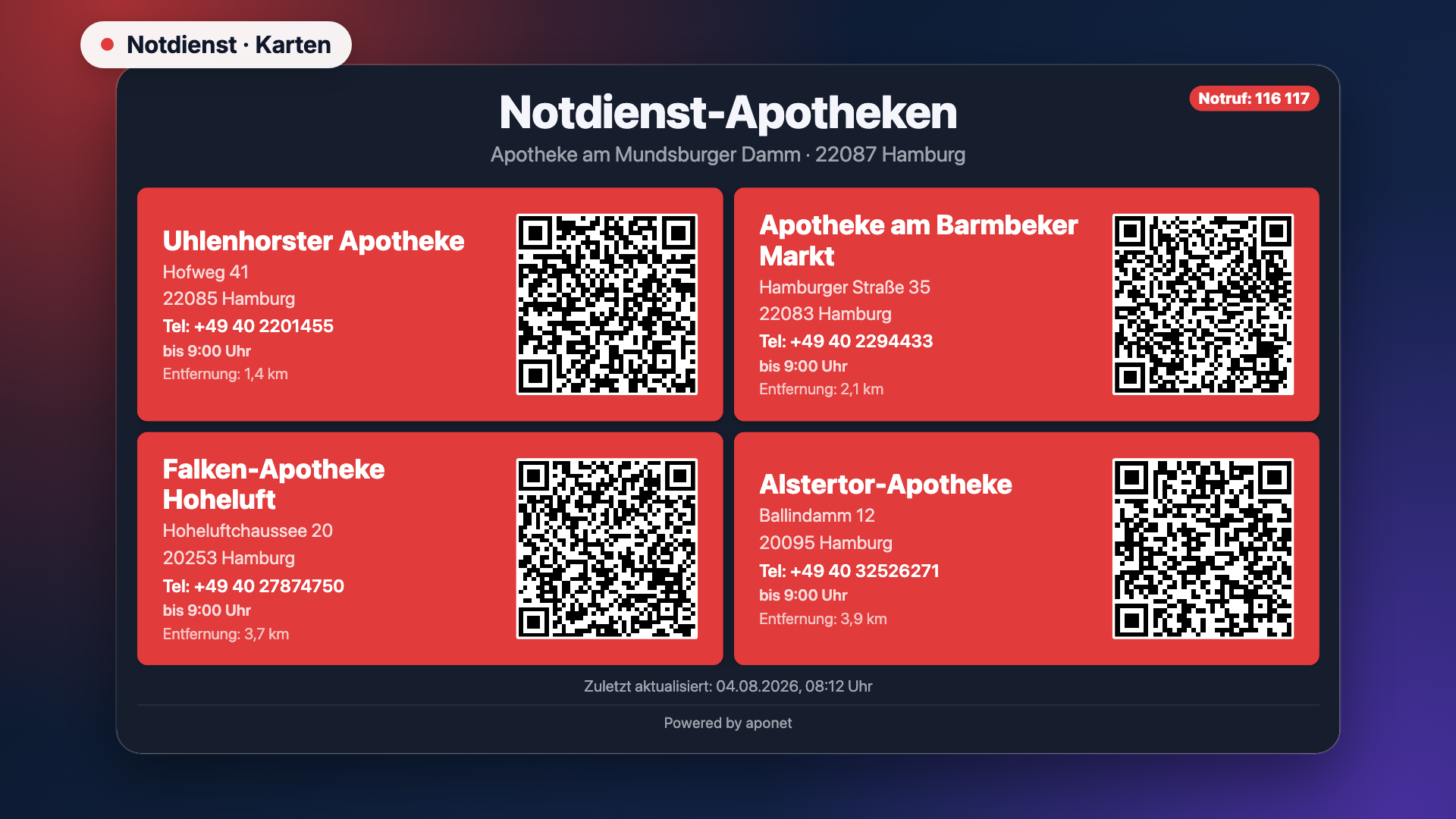 Aufnahme der App Notdienst